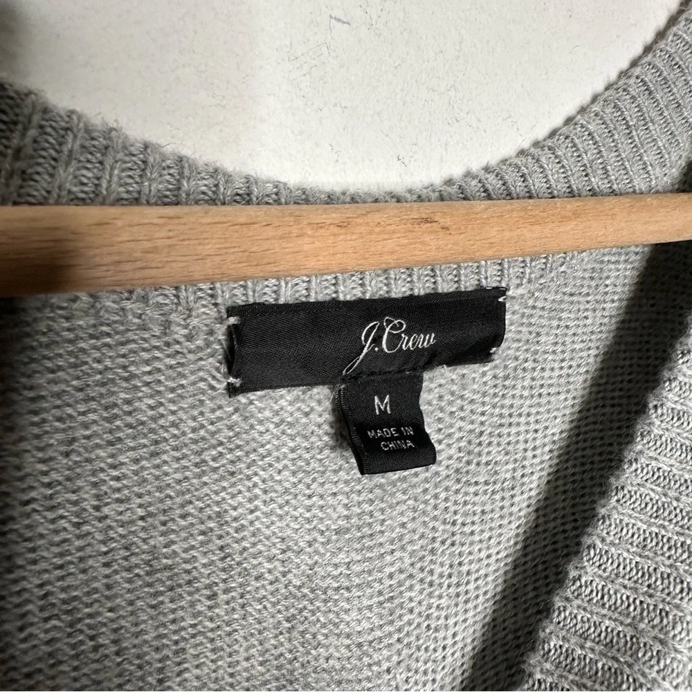 J. Crew | Gray Crew Neck Ruffle Cuff Sleeve Sweater Size Medium